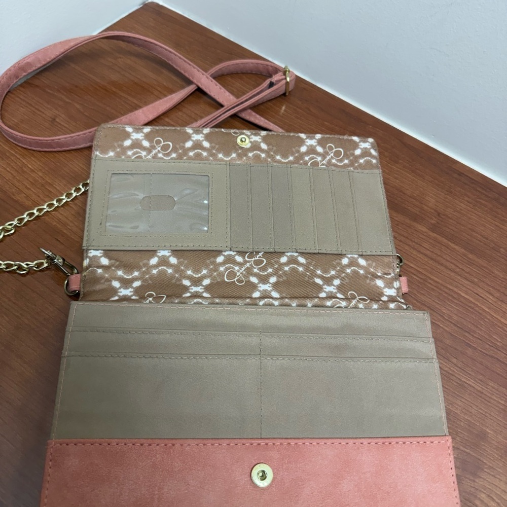 Jessica Simpson Quilted Pink Clutch with Chain - Picture 5 of 8